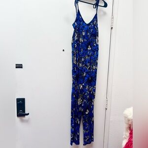 Vince Camuto Blue and Black Floral Jumpsuit